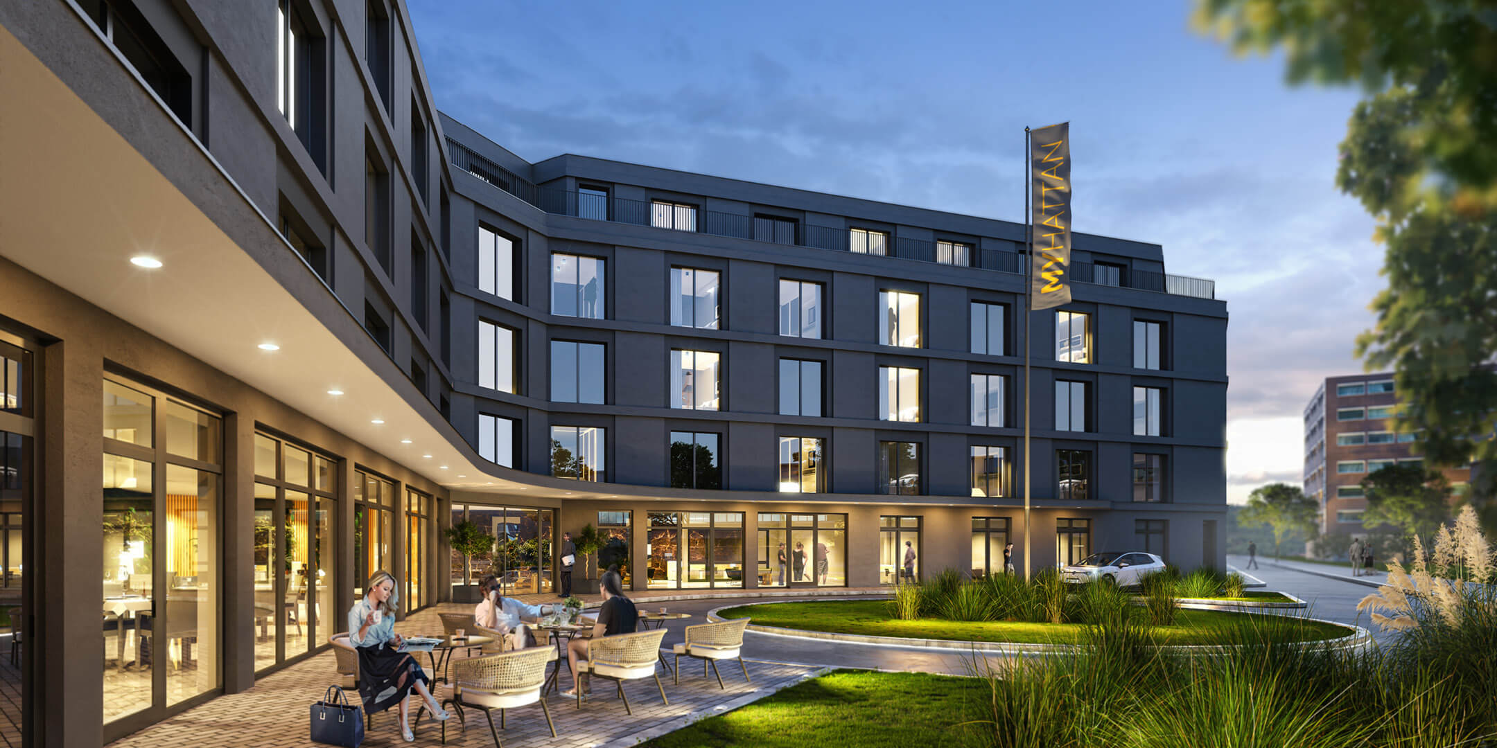 Rendering Geschäftshaus Ansicht 1
